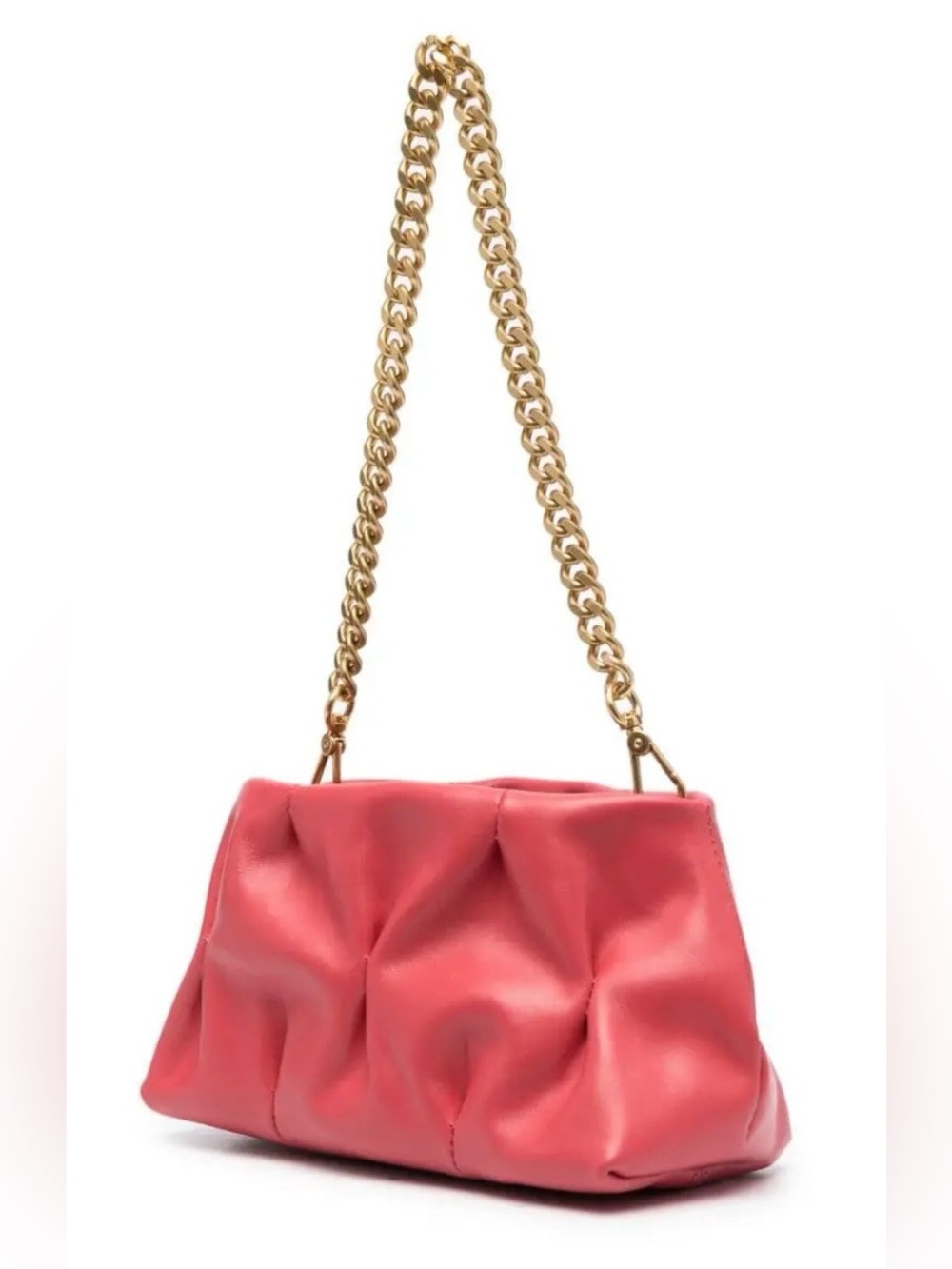 NWOT Coccinelle Ophelia Goodie Pink Ruched Leather Crossbody Shoulder Bag Italy